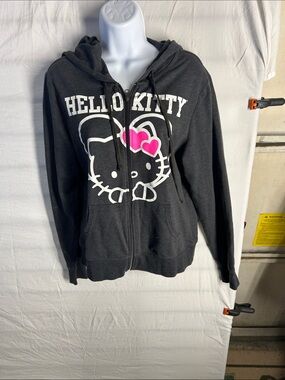 Hello Kitty Girls' Black Zip-Up Hoodie with Pink Accent